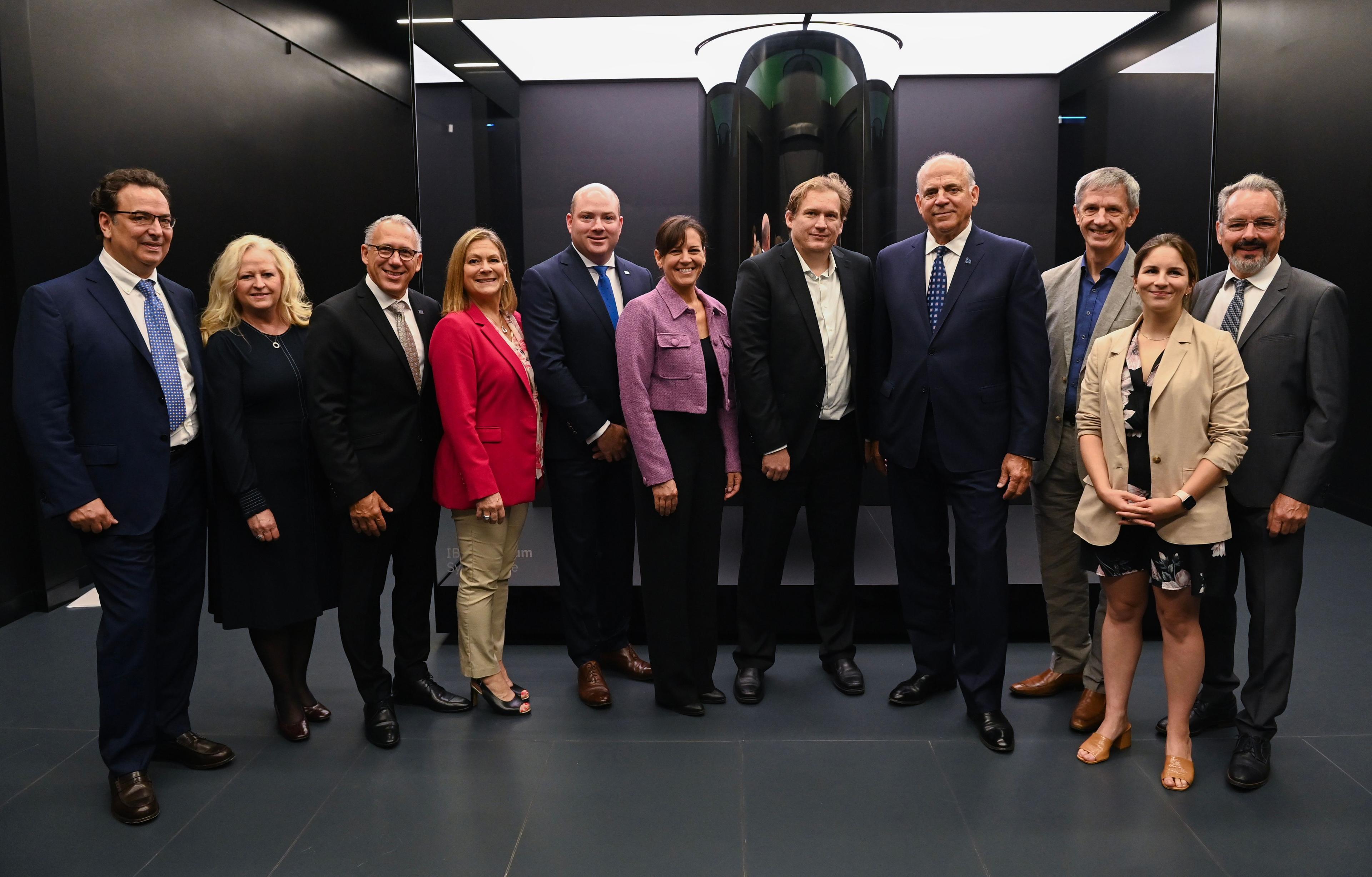IBM and PINQ² launched Canada's first IBM Quantum System One at IBM Bromont. Officials from PINQ², the Government of Québec, and IBM were on for the unveiling, September 22, 2023.(Credit: CP Images for IBM.)