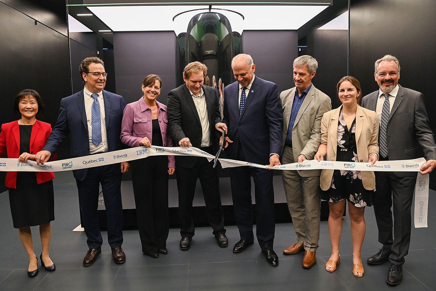 IBM and PINQ² launched Canada's first IBM Quantum System One at IBM Bromont. Officials from PINQ², the Government of Québec, and IBM were on for the unveiling, September 22, 2023.(Credit: CP Images for IBM.)