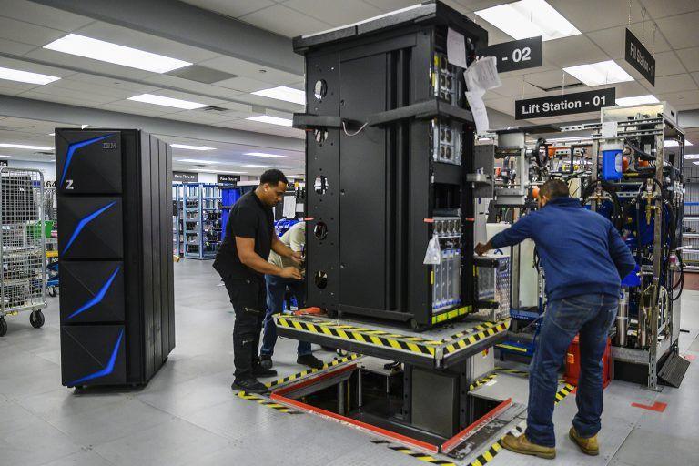 IBM engineers assembling the IBM z15, a new enterprise platform delivering the ability to manage the privacy of customer data.
